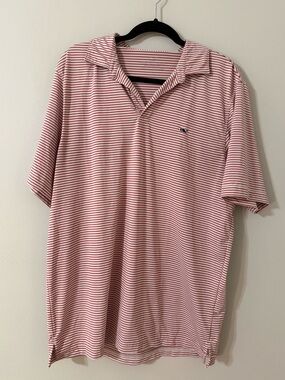 Vineyard Vines Striped Polo L Red White Performance